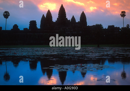 Angkor Wat sihouette Siem Reap Cambodia Stock Photo