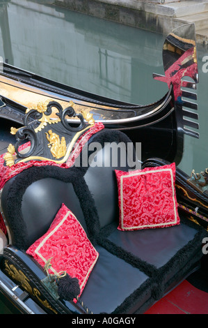 Seat and cushions of gondola Venice Italy Stock Photo