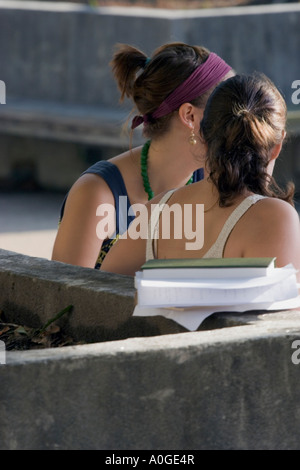 Students chatting on campus Stock Photo