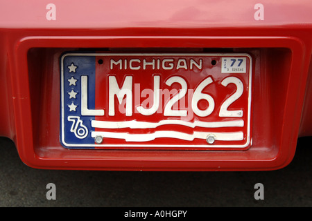 Michigan Bi Centenial Vehicle Reg Plate Stock Photo