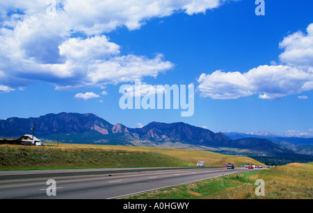 Colorado Northwestern United States Highway 36 from Denver to Boulder, Rocky Mountain National Park the Rockies. East-West Highway, U.S. Route 36, USA Stock Photo