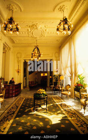 Europe, Biarritz, France, Atlantic Coast Aquitaine The Lobby of the Palace Hotel. A resort on the Cote Basque. Stock Photo