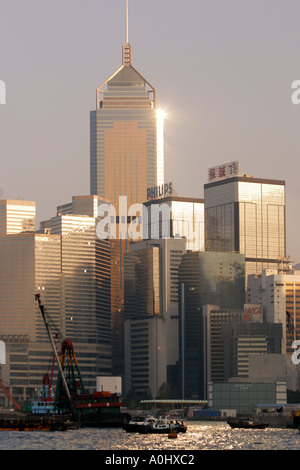 China Hong Kong Central Wanchai Central Plaza Skyline Victoria harbour Stock Photo