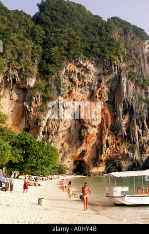 Thailand Phra Nang Krabi Hat Tham Phra Nang beach cliff Stock Photo
