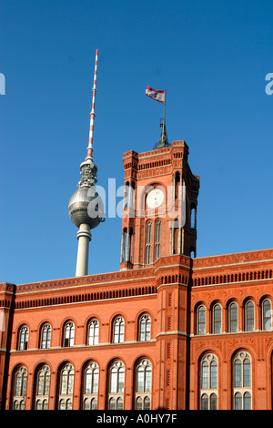 Red Town Hall At Alexanderplatz, Berlin, Germany. Red Town Hall Close 