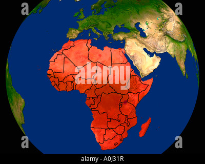 Highlighted Satellite Image Of Africa Stock Photo