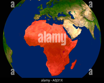 Highlighted Satellite Image Of Africa Stock Photo