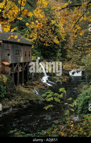 Fall color Cedar Creek Grist Mill Clark County Washington USA Stock Photo