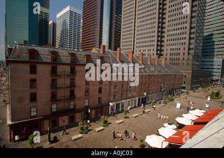 New York,State,New York,City,Lower Manhattan,urban,metropolis,South Street Sea waterport Schermerhorn Row Fulton Street,visitors travel traveling tour Stock Photo