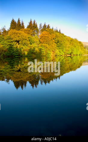 Water Reflections on Pentwyn Reservoir in the Brecon Beacons Stock Photo