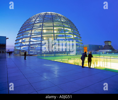Berlin Reichstag roof terasse dome by Norman Forster twilight Stock Photo