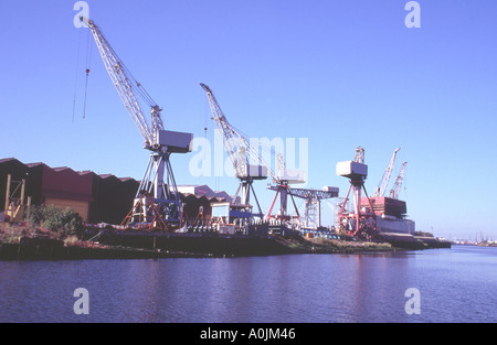 Cranes at BAE Systems shipyard Govan on the Clyde Glasgow Scotland Stock Photo