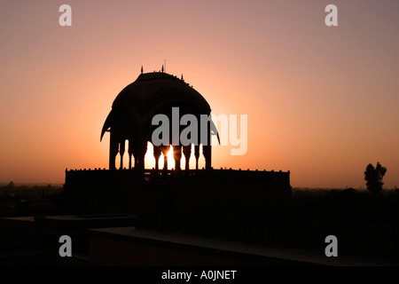 Sunset at the Laxmi Niwas Palace, also known as the Lalgarh Palace Hotel, Bikaner, Rajasthan, India Stock Photo