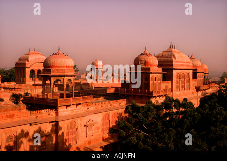 Dusk at the Laxmi Niwas Palace, also known as the Lalgarh Palace Hotel, Bikaner, Rajasthan, India Stock Photo