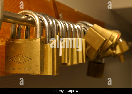 Padlocks in a gym Stock Photo