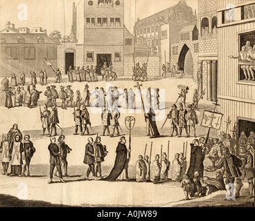 Procession of a auto-da-fé, inquisition, woodcut from 1880 Stock Photo ...