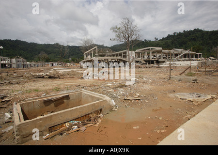 Damaged hotels and beaches in Khao Lak Southern Thailand This area was hit by the Tsunami in 2004 Stock Photo