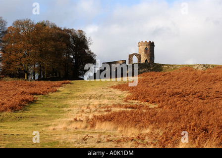 View towards Old John Tower in autumn, Bradgate Park, Leicestershire, England, UK Stock Photo