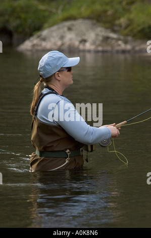 Woman Fly Fishing On Little River Great Smoky Mountains National Park  Tennessee Stock Photo - Alamy