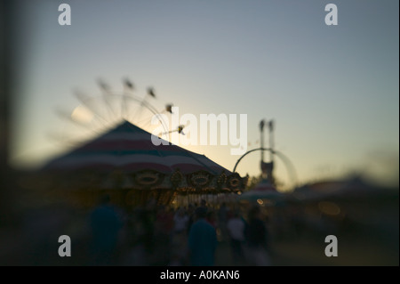 Sunset and darkness falls over the Western Idaho Fair in Boise, Idaho Stock Photo