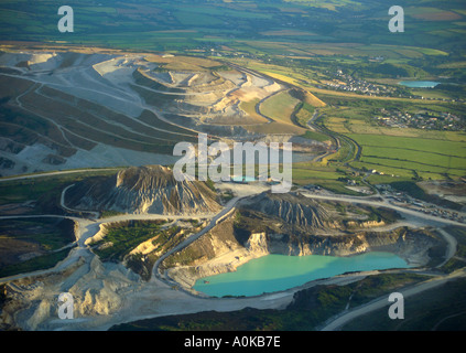 Aerial view of China clay pits in Cornwall Stock Photo