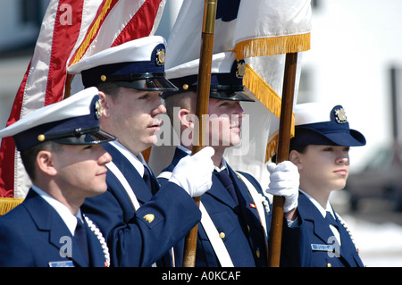 United States Air Force Honor Guard Marches in Parade Stock Photo