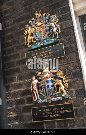 Royal Warrent signs in Burlington Street Westminster London GB UK Stock Photo