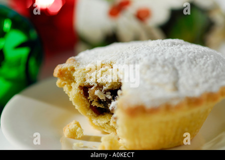 christmas mince pie with festive background Stock Photo
