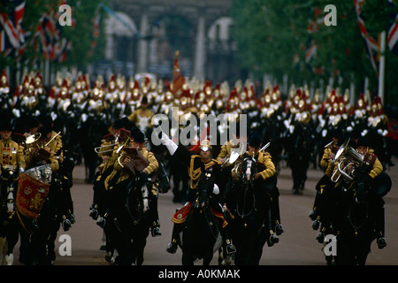 The band of the Life Guards Household Cavalry parade down The Mall in London, at the annual Trooping the Colour ceremony in June Stock Photo