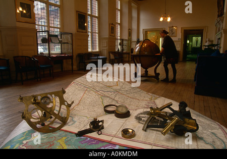 Instruments for sea navigation, displayed at the Royal Geographical Society in Knightsbridge, London, England Stock Photo