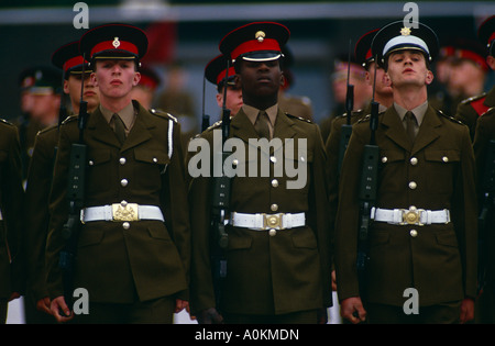 Richard Stokes, the first black guardsman in the British Army, at his passing out parade in Pirbright, Surrey 1988 Stock Photo