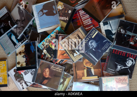 jumble of CD covers on floor dsca 0590 Stock Photo