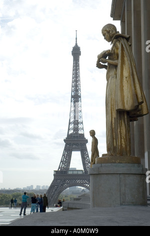 A view of the Eiffel Tower from the Trocadero in Paris, France Stock Photo