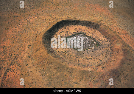 Aerial view of Wolf Creek meteorite crater is worlds second biggest meteorite crater , Western Australia Stock Photo