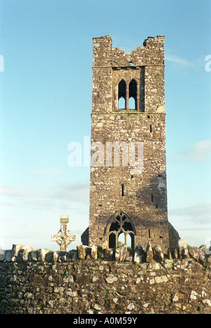 Belltower at Slane Abbey in County Meath Ireland Stock Photo