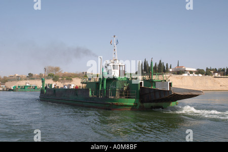 Crossing the Suez canal by Ferry at Ismalia Stock Photo