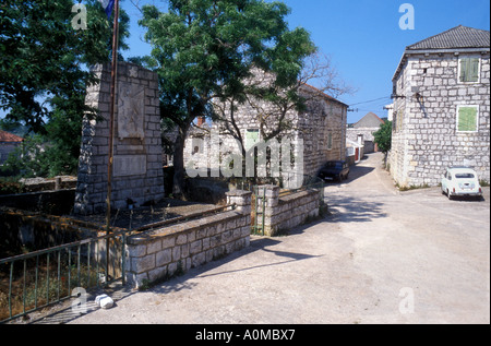 Donje Selo, Solta, Croatia: Village square Stock Photo