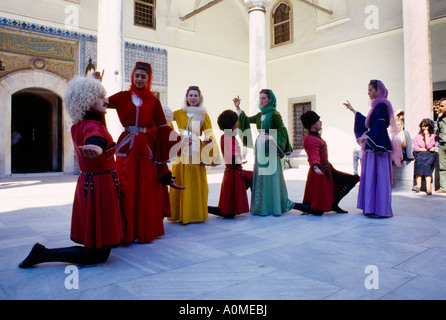 Istanbul Turkey Topkapi - Courtyard Folk Dancers Stock Photo