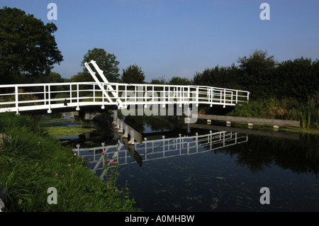 The Dudley Weatherley Jubilee Bridge which crosses the Grand Western Canal near Halberton Stock Photo