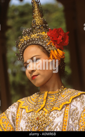 Thai traditional dancer Vimanmek Palace Bangkok Thailand Stock Photo