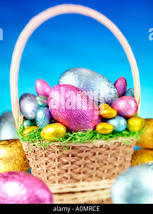 EASTER EGGS BASKET Stock Photo