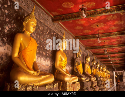 Golden Buddhas Wat Suthat Bangkok Thailand Stock Photo