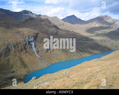 LAC DE MOIRY lake and dam in Grimentz, Switzerland, completed in 1958. Photo David Gale Stock Photo