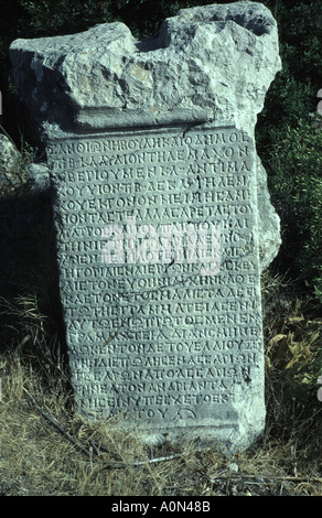 Stone fragment with Greek text Xanthos Lycia Turkey Stock Photo