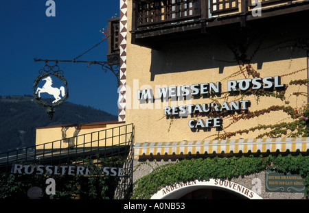 city St. Wolfgang, restaurant and hotel Weisses Rössel Stock Photo