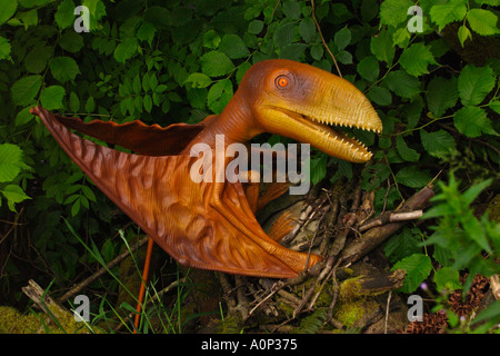 Dinosaur in the Worlds biggest dinosaur park at the Dan yr Ogof Showcaves in the Brecon Beacons National Park Powys Wales UK Stock Photo