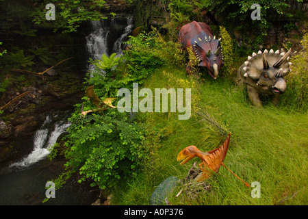 Selection of dinosaurs in the Worlds biggest dinosaur park at Dan yr Ogof in the Brecon Beacons National Park Powys Wales UK Stock Photo