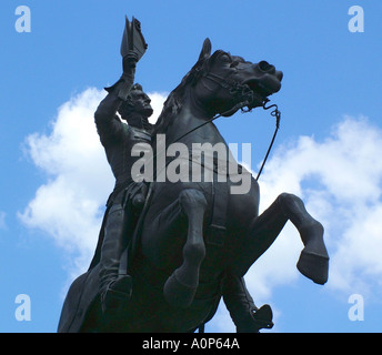 Jackson Square Place d Armes equestrian statue of Andrew Jackson statue of General Andrew Jackson on his horse tipping his hat N Stock Photo