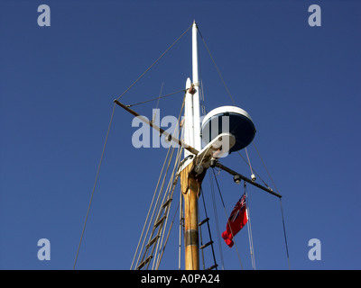 Dawn Approach is a traditional wooden sailing ship built in Scotland in 1921, now located in the marina at Fuengirola, Spain, Stock Photo