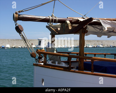 Dawn Approach is a traditional wooden sailing ship built in Scotland in 1921, now located in the marina at Fuengirola, Spain, Stock Photo